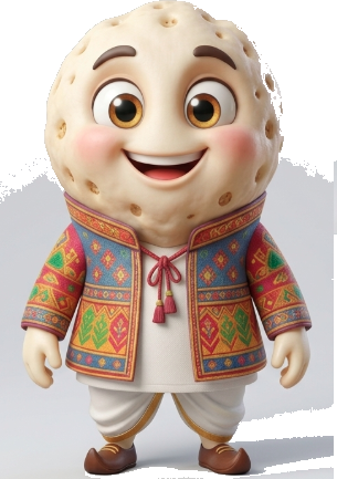 The MAKHANZA makhana character in a traditional embroidered jacket