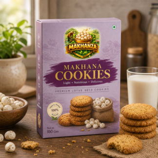 Pack of MAKHANZA makhana cookies, baked without refined wheat